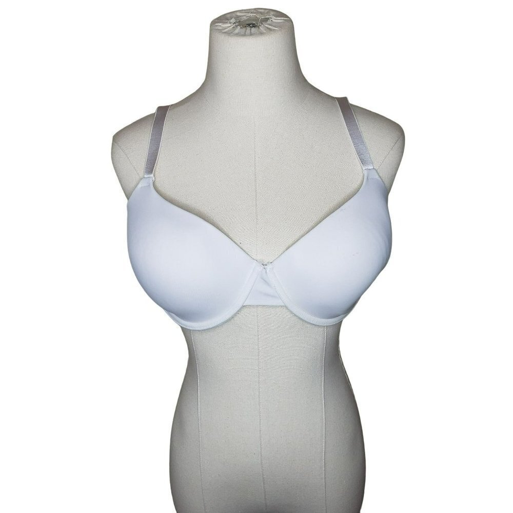 𝅺ellen Tracy Classic T Shirt 38D Bra Underwire White Comfort